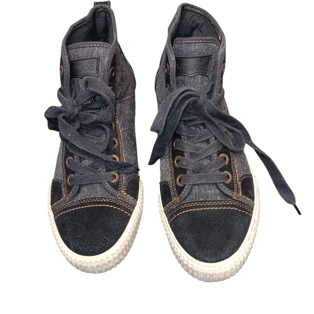 Levi's Mens Hi Top Sneakers Dark Distressed Look Denim size 10.5